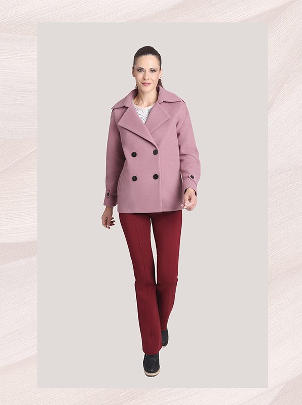 Chaqueta femenina en color rosa otoño- invierno color blanco, colección Tem fórmula moda B2B